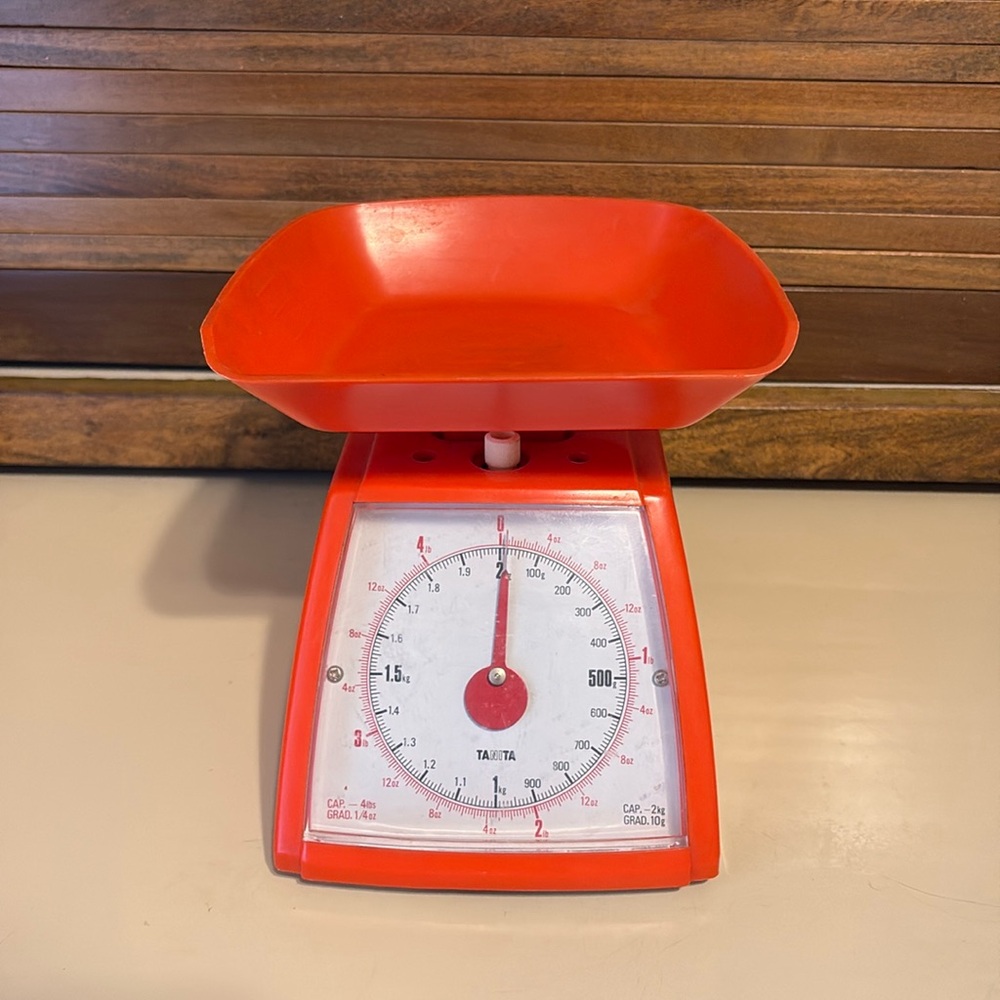 Vintage Tanita red-orange kitchen scale